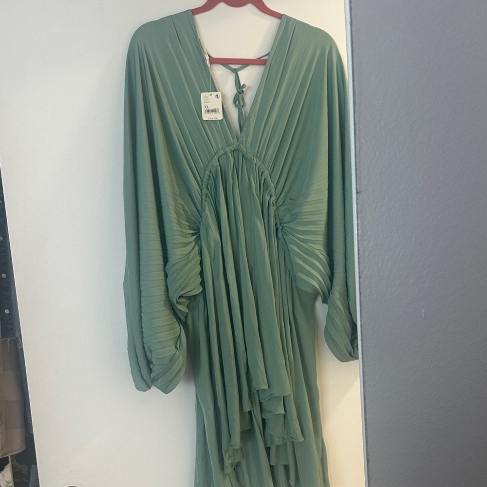 Elegant Green Pleated Dress Free People dress